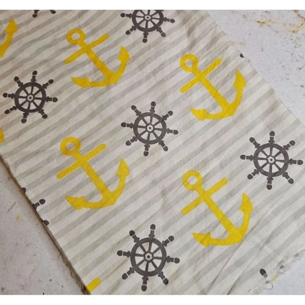 Nautical Anchor & Ship Wheel Cotton Fabric 18